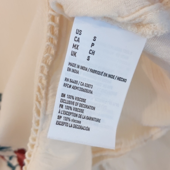 American Eagle Festival Boho festival floral top cream ivory embroidery Small - Picture 9 of 13